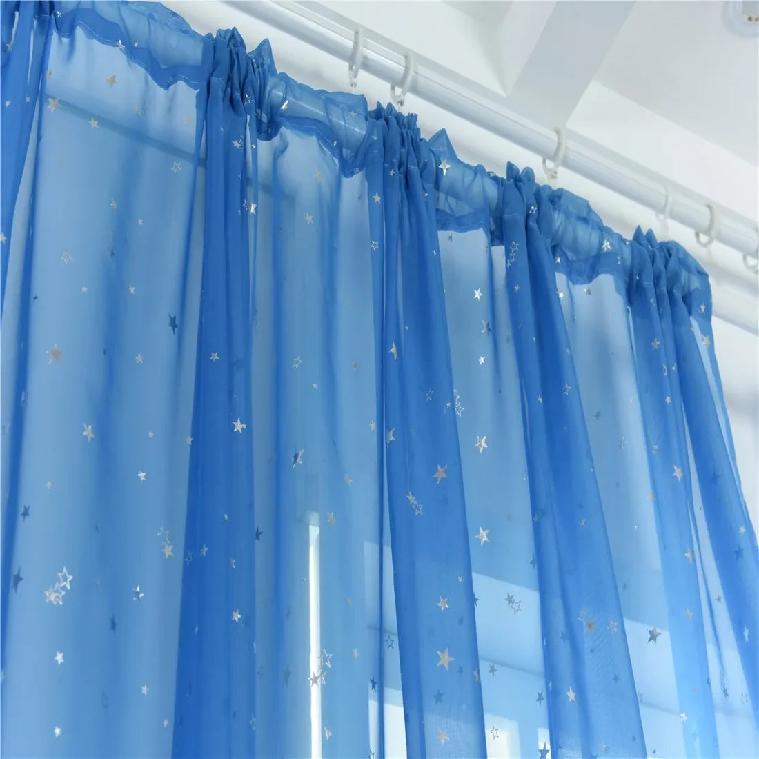 Silver Star Sheer Curtain with Hot Stamping Detail