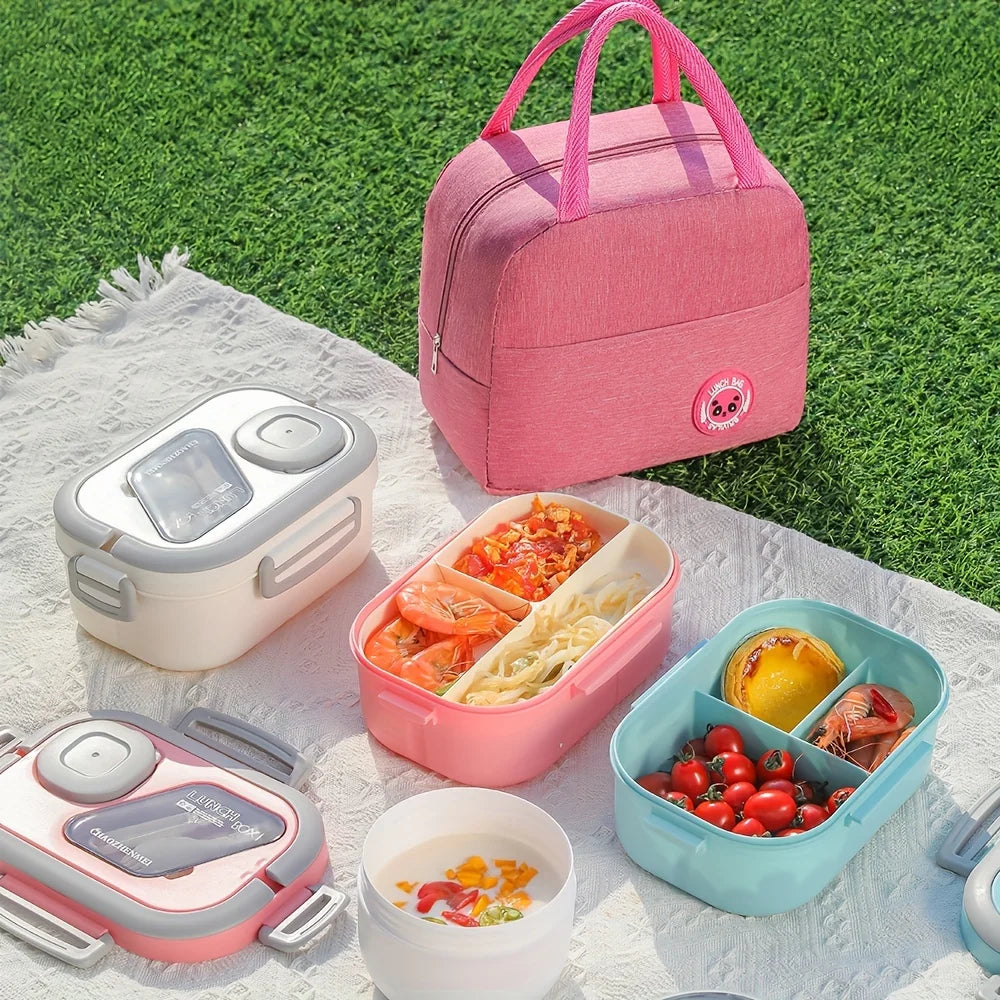 3-Piece Insulated Lunch Box Set with Reusable Cutlery
