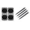 Eight carbon fiber reflective stickers designed to protect car door handles.