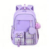 A purple Kawaii Girls' School backpack set featuring a laptop compartment and various pockets.