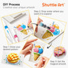 DIY process showing steps to create artwork using 3D puffy texture painting paper