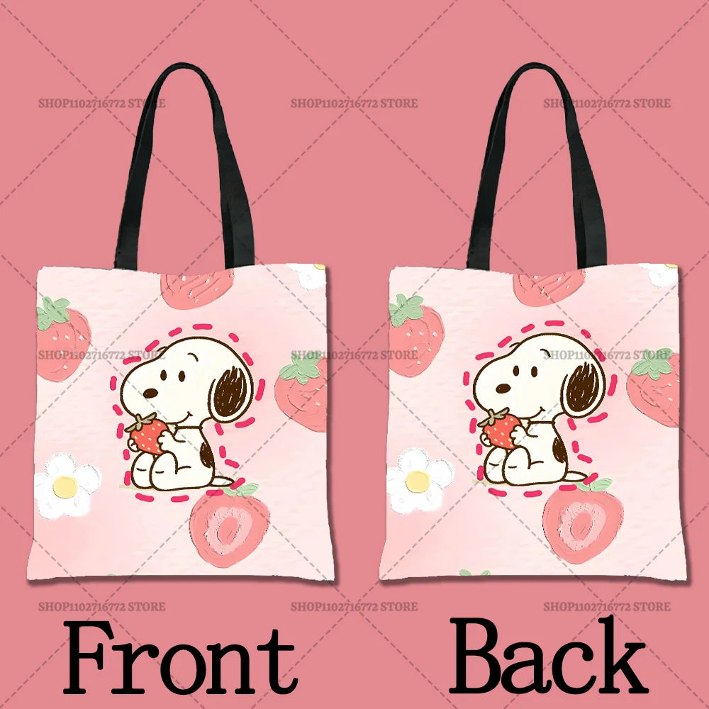 Snoopy Cartoon Canvas Tote Bag – Large Capacity, Foldable & Reusable