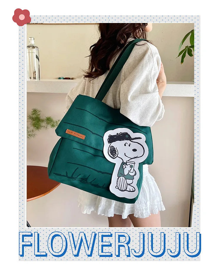 Snoopy Canvas Tote Bag with Crossbody Strap