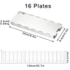 A rectangular aluminum camping stove windscreen with 16 plates, measuring 24cm by 8.4cm.