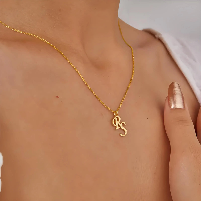 Double Initial Pendant Necklace