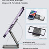 A purple magnetic and foldable all-in-one charging stand for Apple devices.