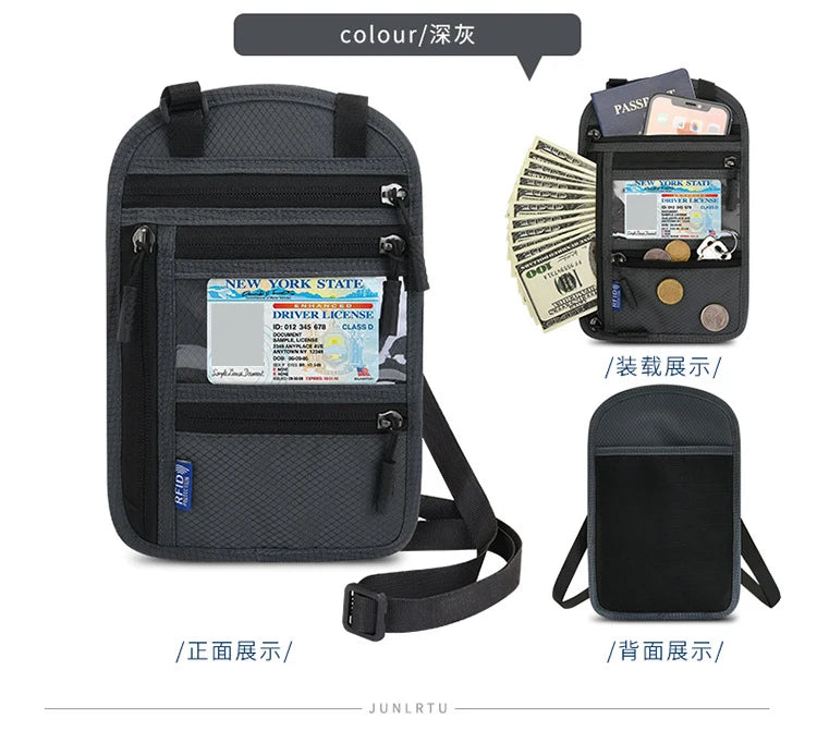 RFID Blocking Neck Wallet for Travel