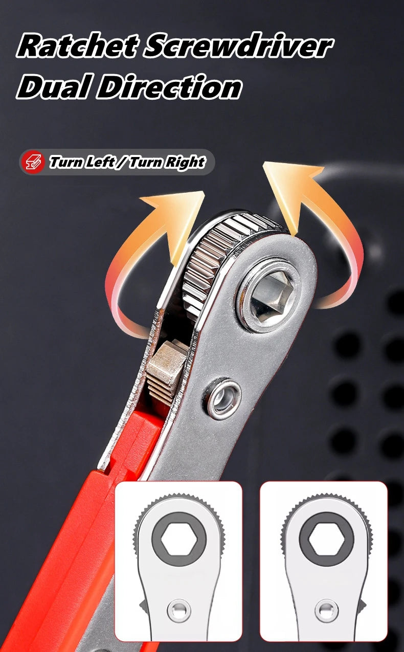 Compact 90-Degree Ratcheting Screwdriver Set with Bit Kit