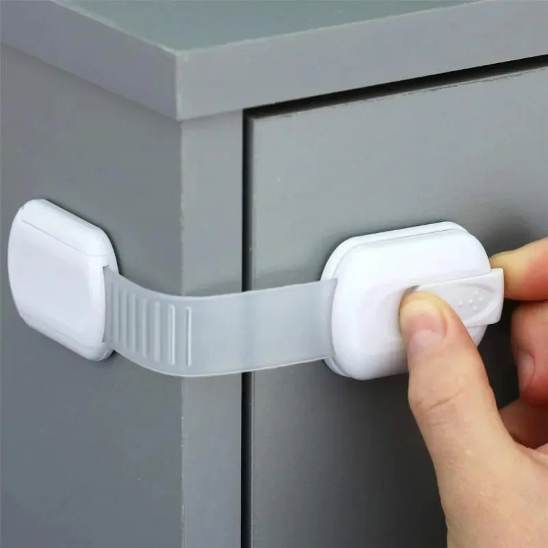 Child Safety Cabinet Locks – Adhesive Baby Proofing Straps for Drawers, Fridges, Toilets & More