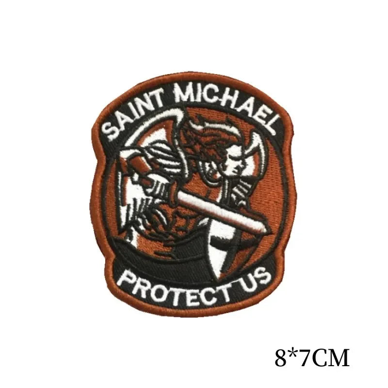 Saint Michael Embroidered Tactical Patch with Hook & Loop Backing