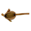 A genuine leather cartoon mouse coin purse with a flap and a leather strap.