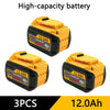 Three yellow and black high-capacity lithium ion batteries labeled 12.0Ah each.