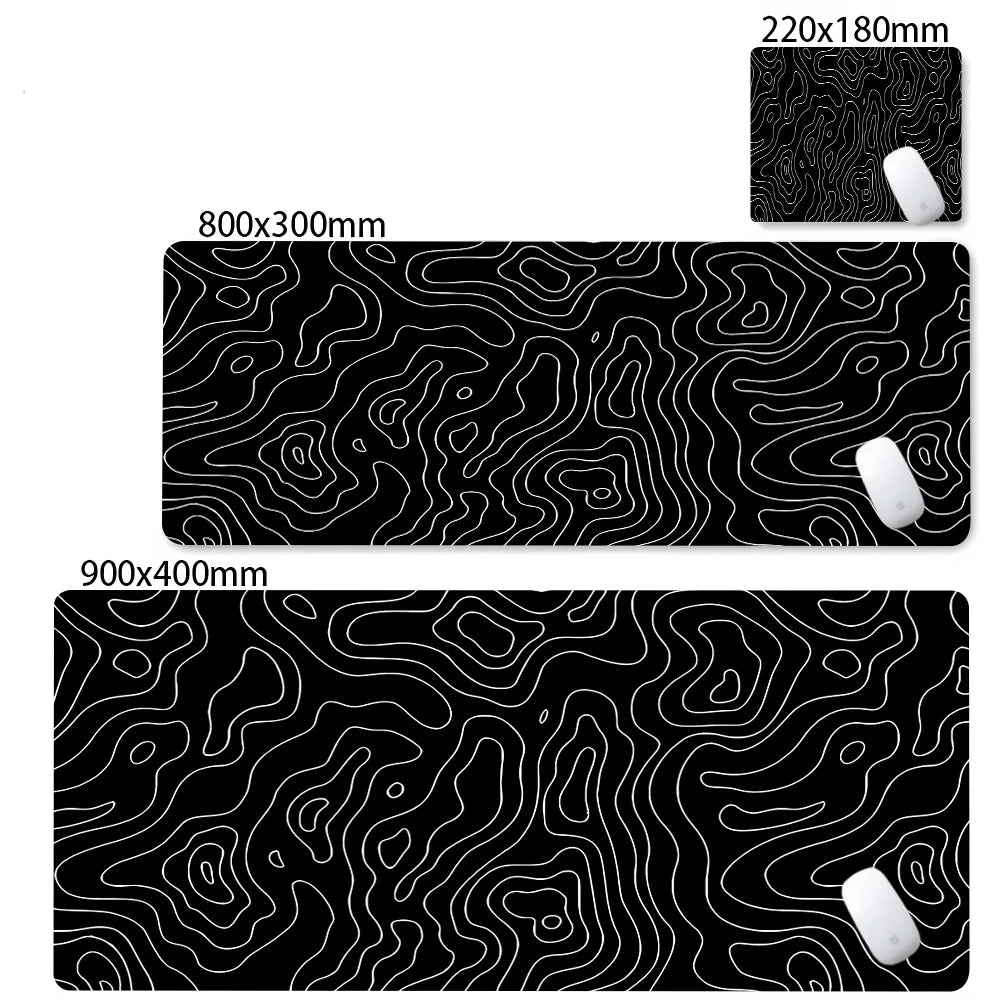 Large Abstract Desk Mat with Stitched Edges