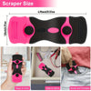 Pink and black silicone scraper tool for removing labels and cleaning glass surfaces