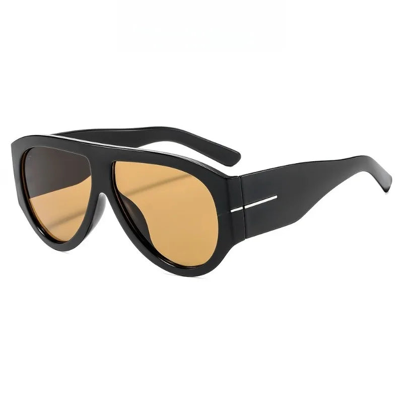 Gafas de ojo de gato Y2K negras y grandes con lentes ámbar