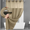 Waffle Weave Shower Curtain with Snap-On Liner