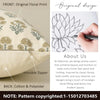 Front and back views of a beige floral print pillow cover made of cotton and polyester.