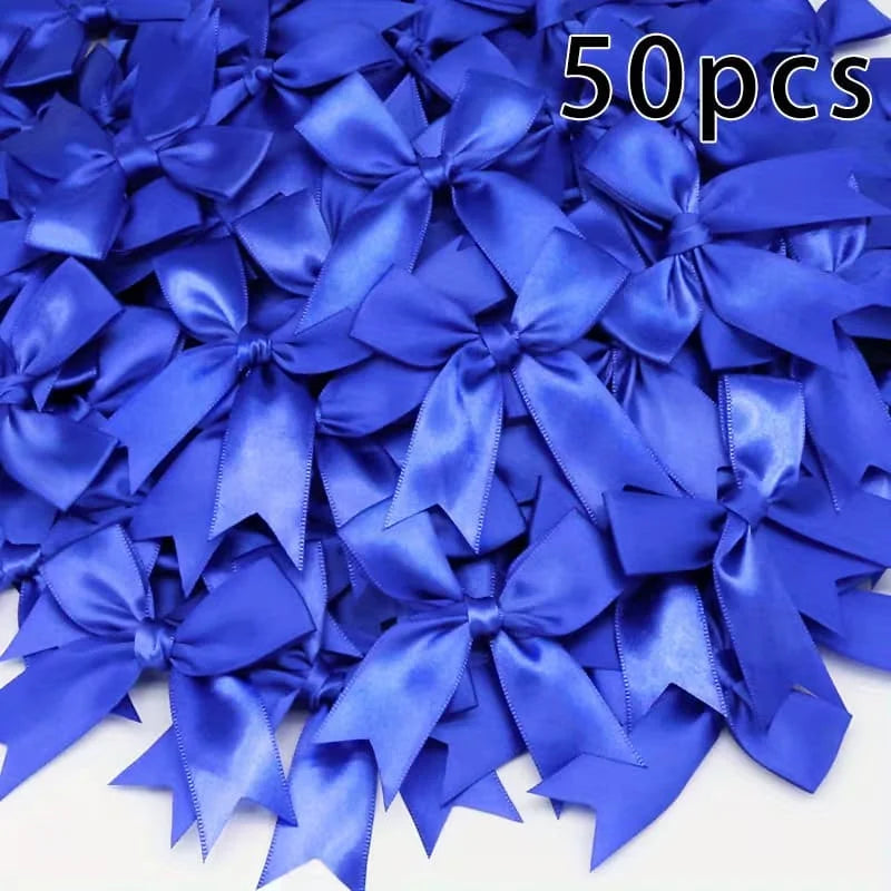 Satin Bowknot Ribbon Bows for Gift Wrapping and DIY Crafts (Pack of 50)