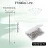 A clear storage box of 2-inch carbon steel T-pins with multiple pins shown alongside size measurements.