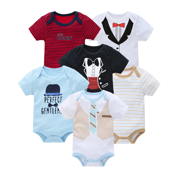 Cotton Short Sleeve Baby Bodysuits – Floral Print, 0-12 Months