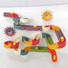 A set of colorful bath time duck slide toys for toddlers, including a sun-shaped toy.