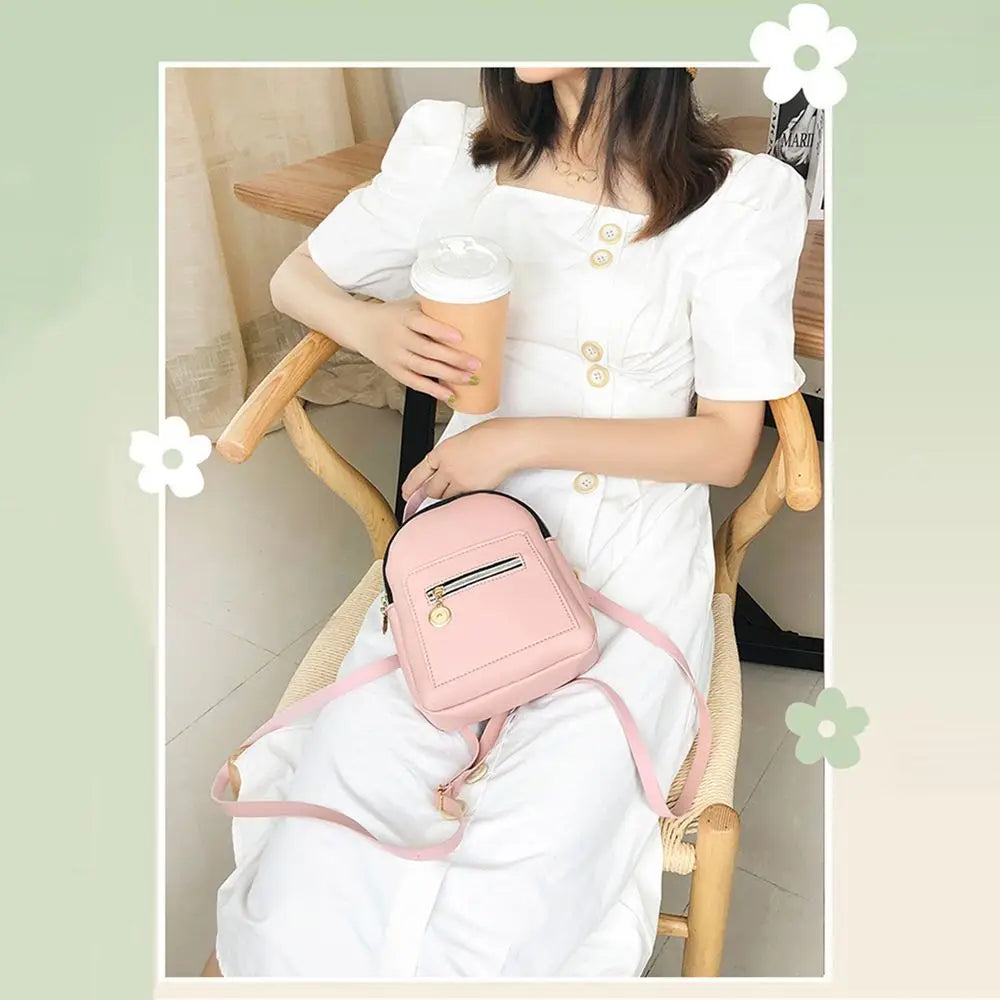 Mini Waterproof PU Backpack for Women