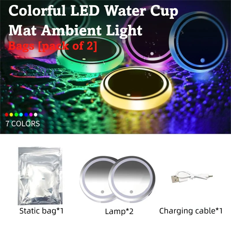 Rechargeable LED Car Cup Holder Coasters