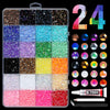 Mixed Color Resin Rhinestone Set with AB Finish – 24/28 Grid Flatback Drills for Crafting & Decoration