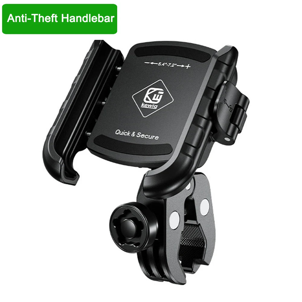 Black Anti-Theft Handlebar mount for motorcycles or bikes with a quick and secure mechanism.