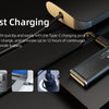 Schwarze, portable LED-Taschenlampe mit magnetischer Basis, die über USB-C lädt.