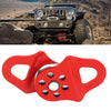 Red heavy duty snatch block with mounting holes for off-road winching