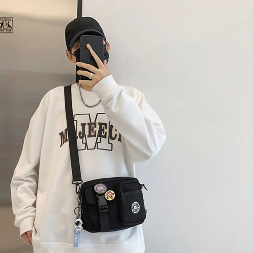 Urban Canvas Crossbody Bag with Zipper Pouch