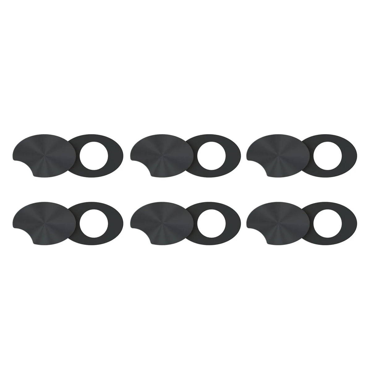 A set of reusable camera lens cover stickers for smart glasses in black.