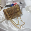 Crystal-Embellished Evening Clutch Bag with Chain Strap