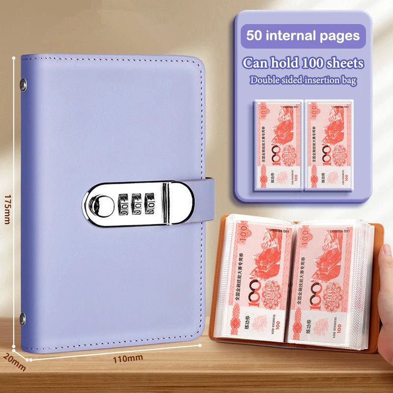PU Leather Cash Envelope Budget Binder