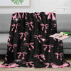 Chic Bow Print Flannel Throw Blanket