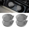 Set of three gray silicone coasters with rhinestone detailing for a car cup holder