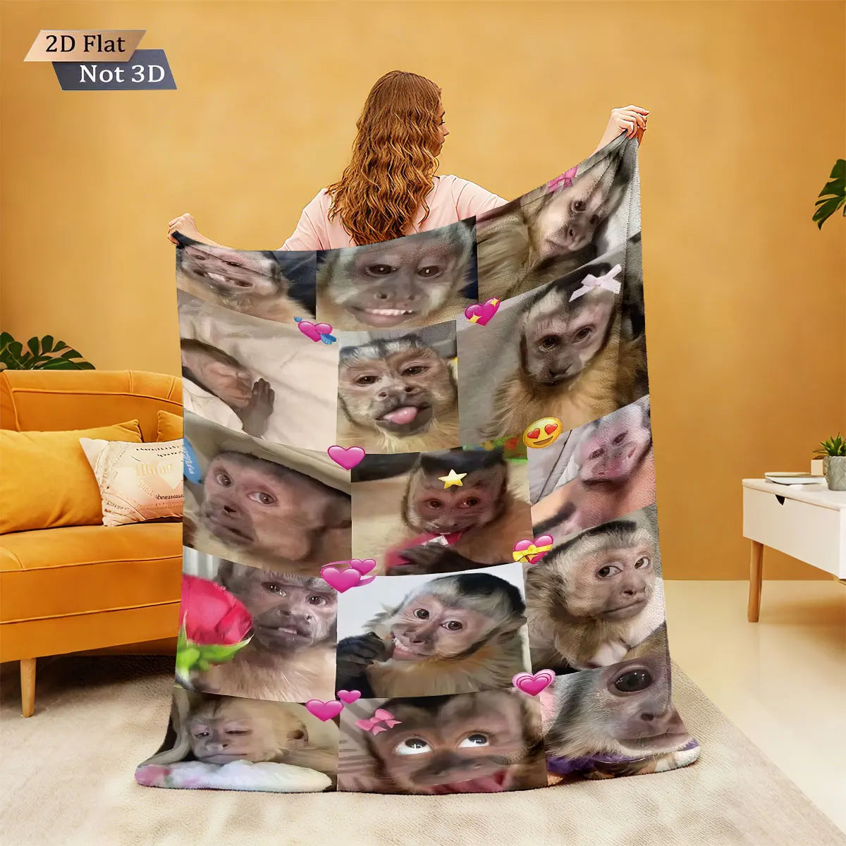 Funny Monkey Print Flannel Blanket – Soft & Cozy Throw