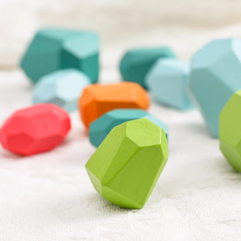 Wooden Rainbow Stacking Stones – Montessori Balancing Blocks for Kids