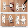 Instructions show how to install a stainless steel sliding door latch lock by marking and fixing the screw holes.