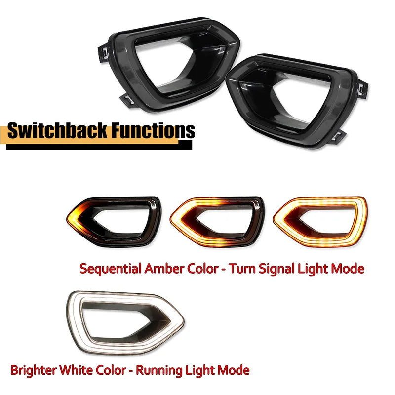Switchback LED front grille lights showing amber and white running light modes