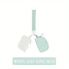 White and icing blue detachable wristlet wallet with a zipper pouch and card slots