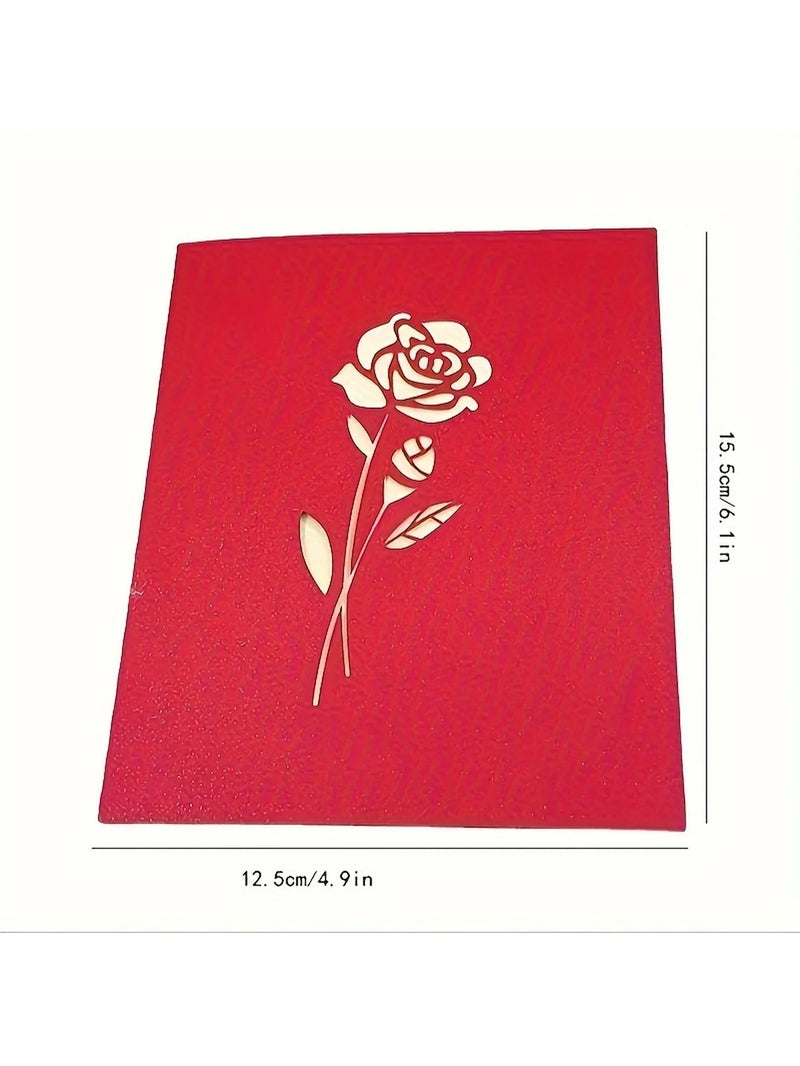 3D Pop-Up Birthday Rose Card with Envelope