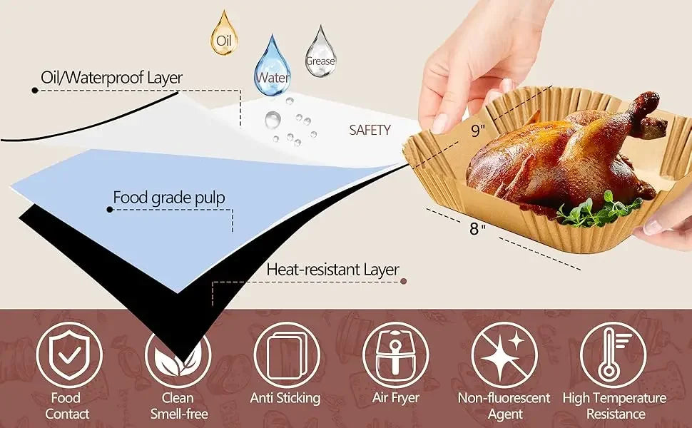 Disposable Air Fryer Paper Liners – Nonstick & Greaseproof