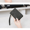 Vintage PU Leather Foldable Clutch Wallet with Wrist Strap