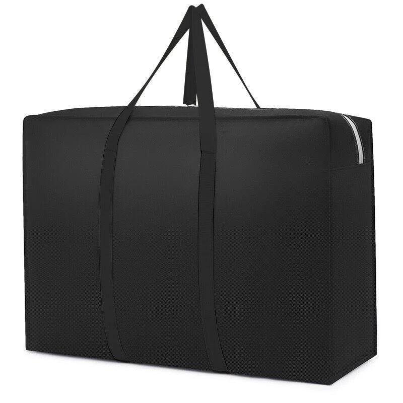 A black extra-large waterproof moving and storage bag with carrying handles.