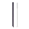 A reusable 304 stainless steel drinking straw with a cleaning brush.