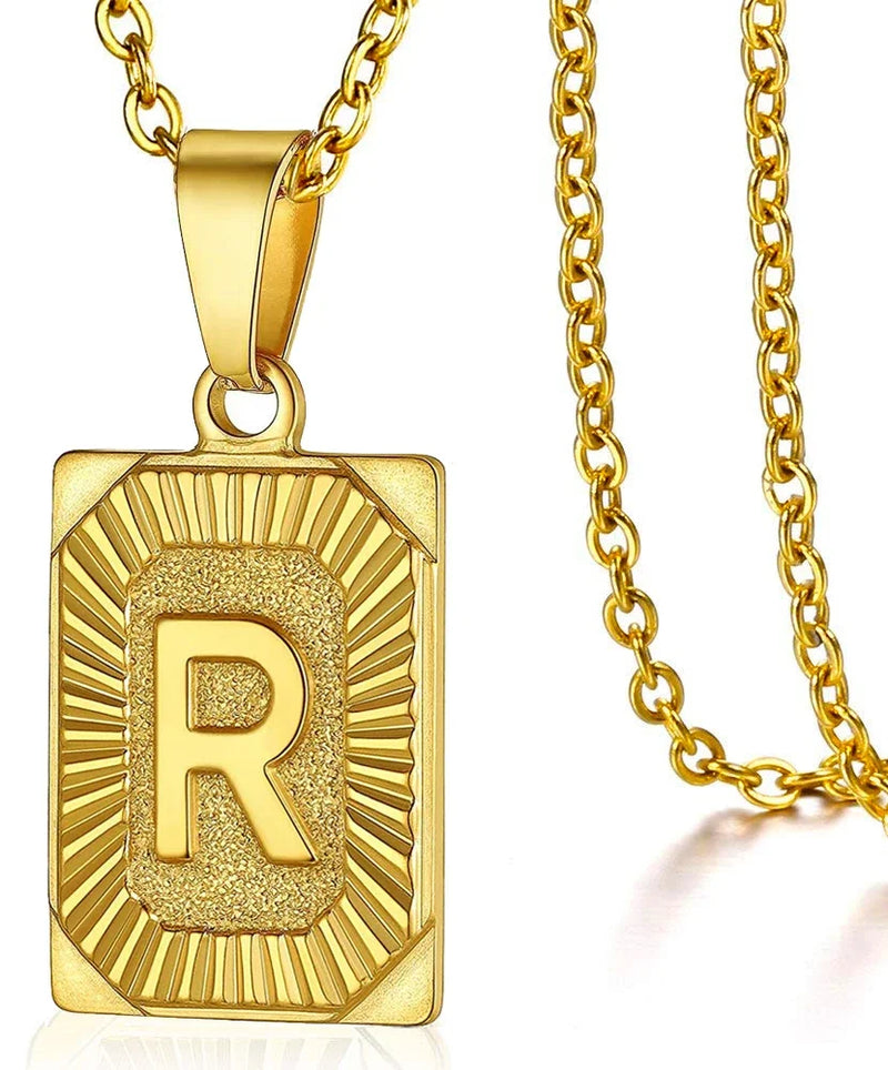 Initial Pendant Necklace in Stainless Steel