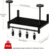 Black motorcycle helmet wall mount featuring a wooden shelf and capacity for 80 lb total load.