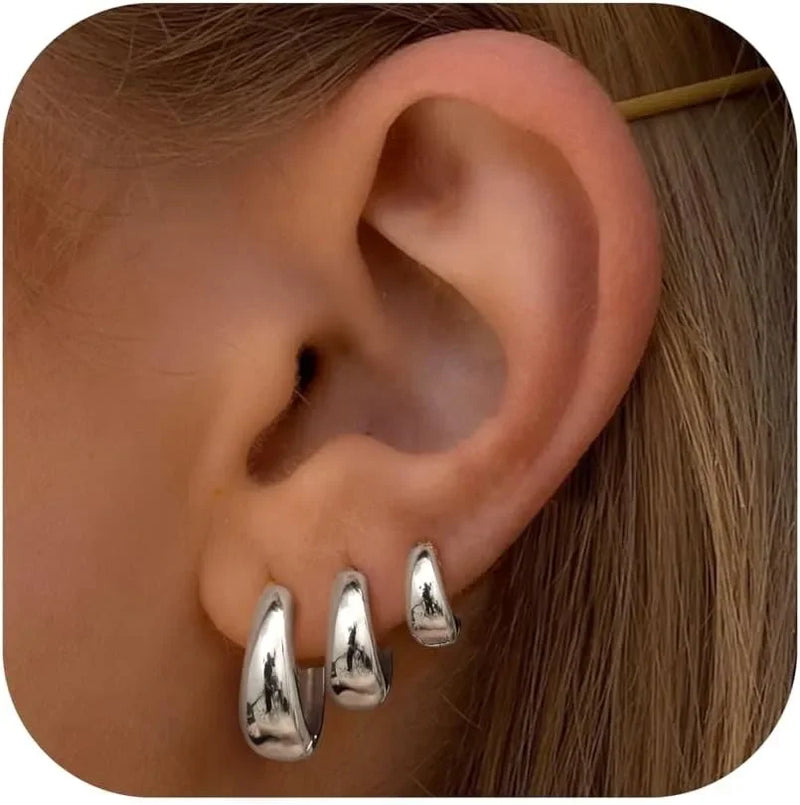 3-Piece Huggie Hoop Earring Set